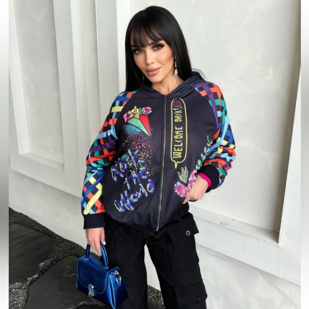 Black Multi-Patterned light weight sweater